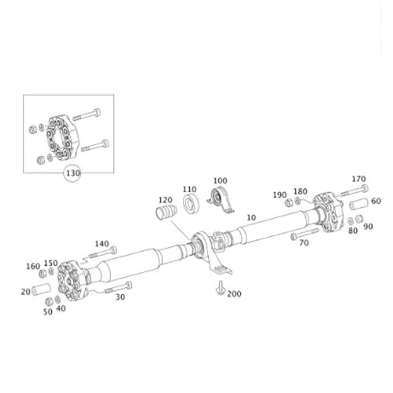 Two-Part Driveshaft Mount Center Bearing Propshaft Support For Mercedes-Benz S-CLASS W221 S320 S350 S400 S450 S500 S550