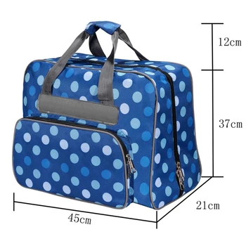 

Tote Dot Pattern Sewing Machine Bag Multi-Functional Large Capacity Oxford Cloth Travel Portable Storage Bag Sewing Tools Blue