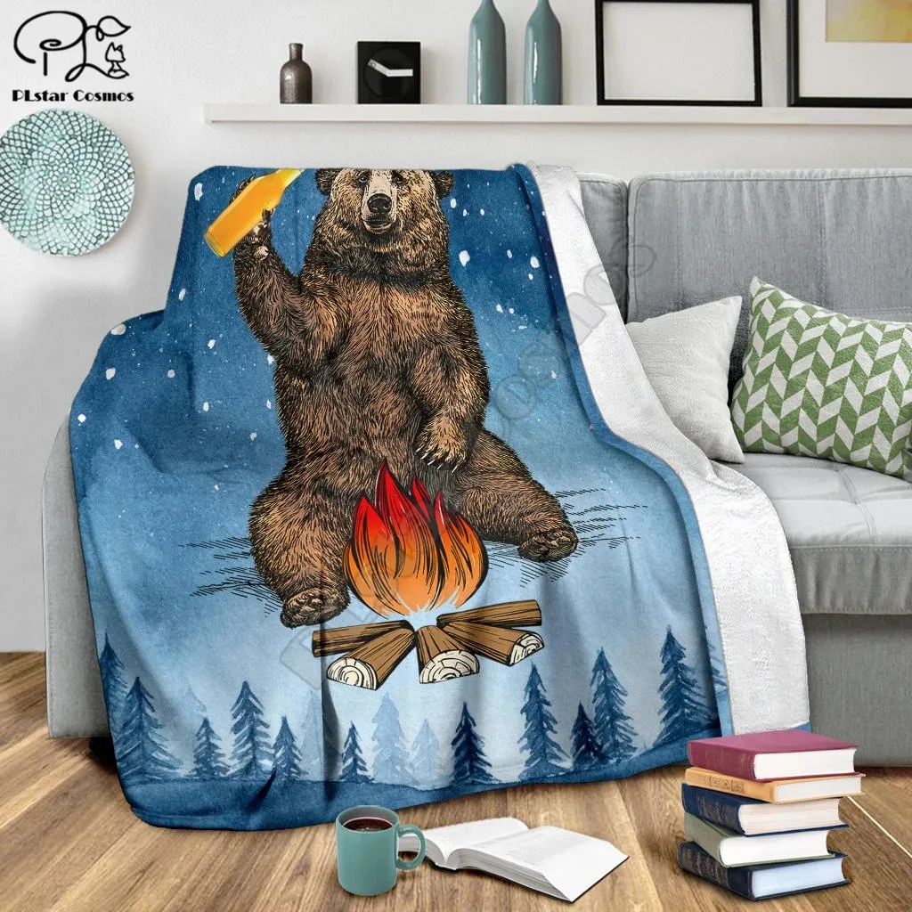 

Флисовое одеяло с 3D-принтом медвежонка, бутылка для пива, для кемпинга, для взрослых и детей, Флисовое одеяло, Прямая поставка, стиль 3