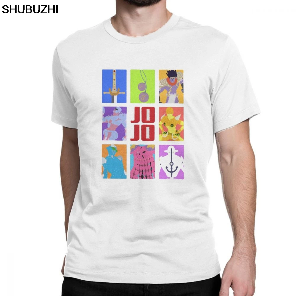 

JoJos Bizarre Adventure Amazing T Shirts for Men Stands and Weapons Short Sleeve Clothes Printed Tees Pure Cotton O Neck T-Shirt