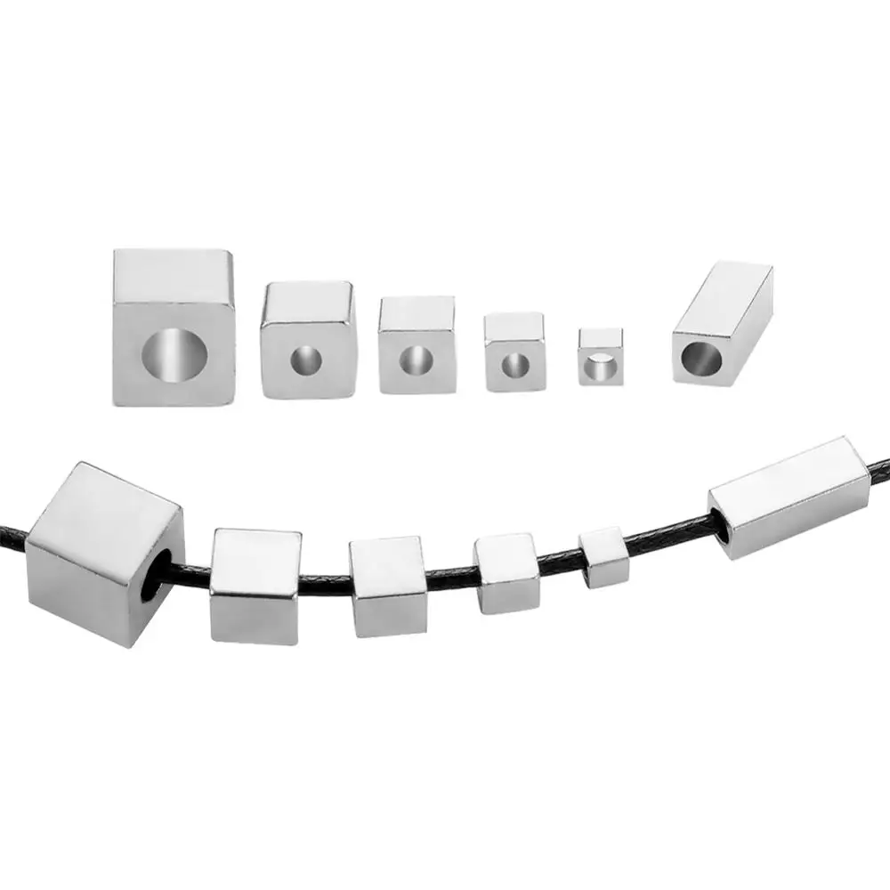 50Pcs/lot 3 4 5 6 8mm Stainless Steel Cube Spacer Beads Square Loose for DIY Bracelet Jewelry Making wholesale | Украшения и
