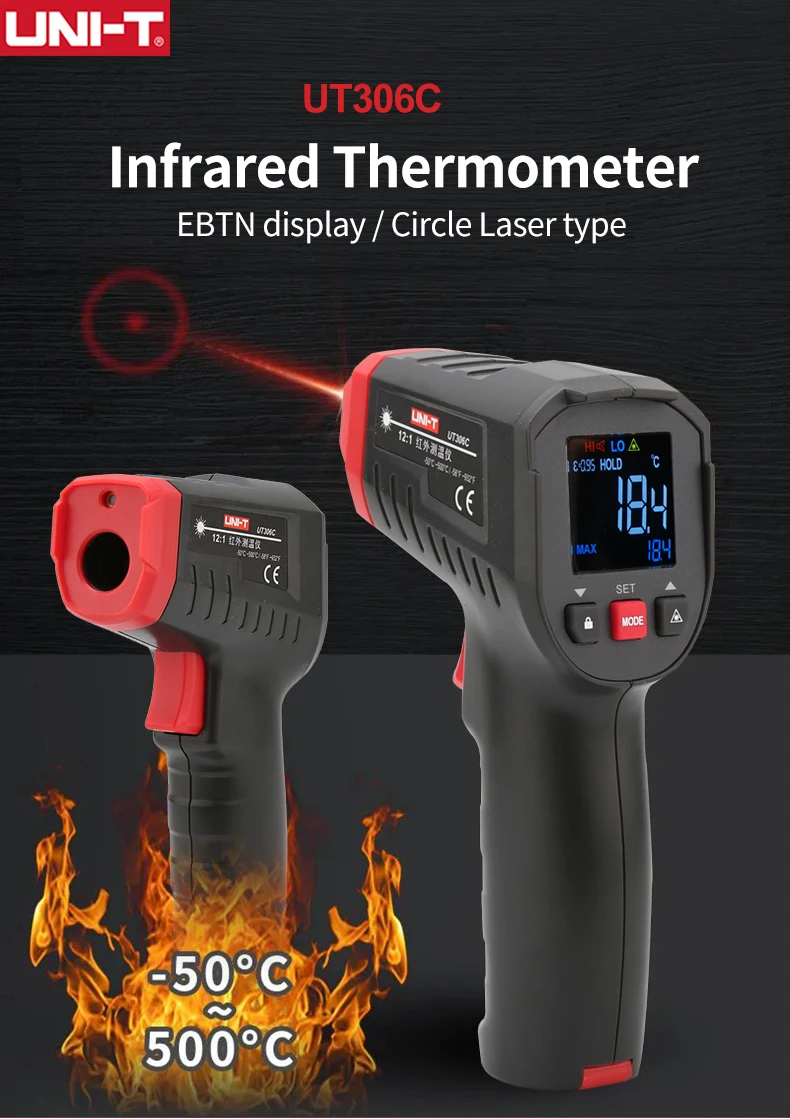 laser termômetro arma temperatura tester-50-500