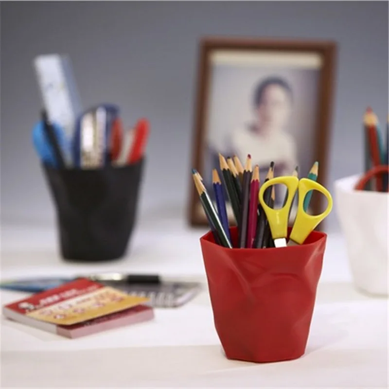 

Office Desktop Trash Bin Creative Home Pleated Pen Container Desktop Sundries Storage Box Wholesale