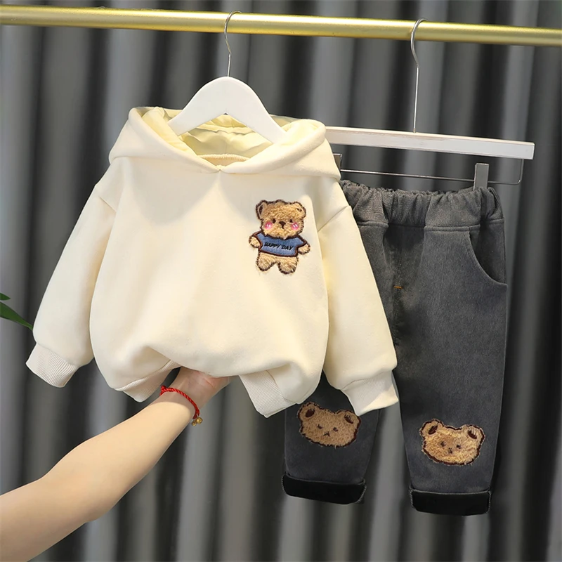 Inconsistente Nominación Ostentoso Conjuntos de ropa para bebés y niños, suéter con capucha de felpa cálida,  pantalones, ropa de recién nacidos para exteriores, ropa deportiva para  invierno|set de ropa| - AliExpress