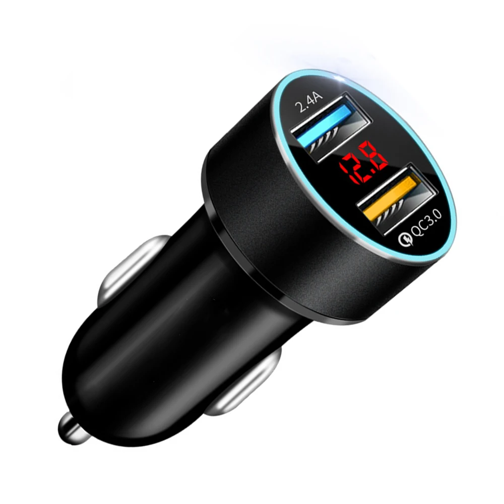 3.1A автомобильное зарядное устройство с двумя портами USB для быстрой зарядки QC3.0