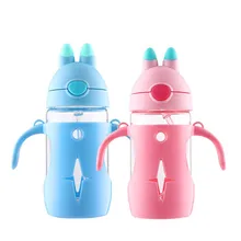 300 мл креативная бутылка на веревочке с лисой, милая мультяшная портативная уличная Женская стеклянная Питьевая изоляция для бутылок