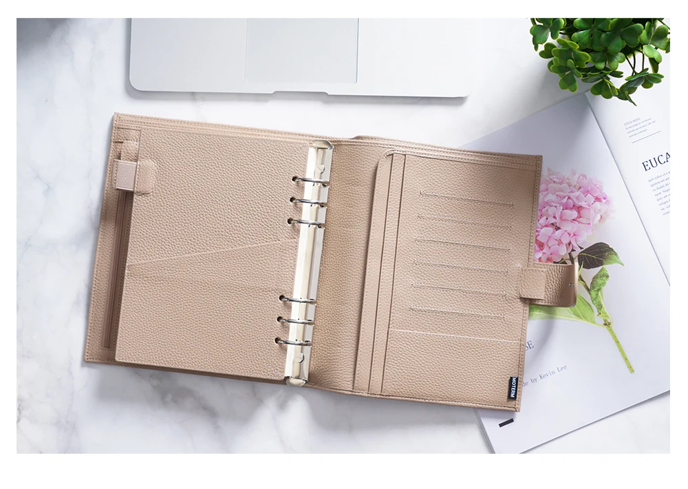 Bloco de Notas Notebook com 30mm Moterm Luxe Série Tamanho Planejador Pebbled Grão Couro Anel Agenda Organizador Diário Sketchbook 2.0 a5 22 pebbled grão couro notebook com 30mm anel