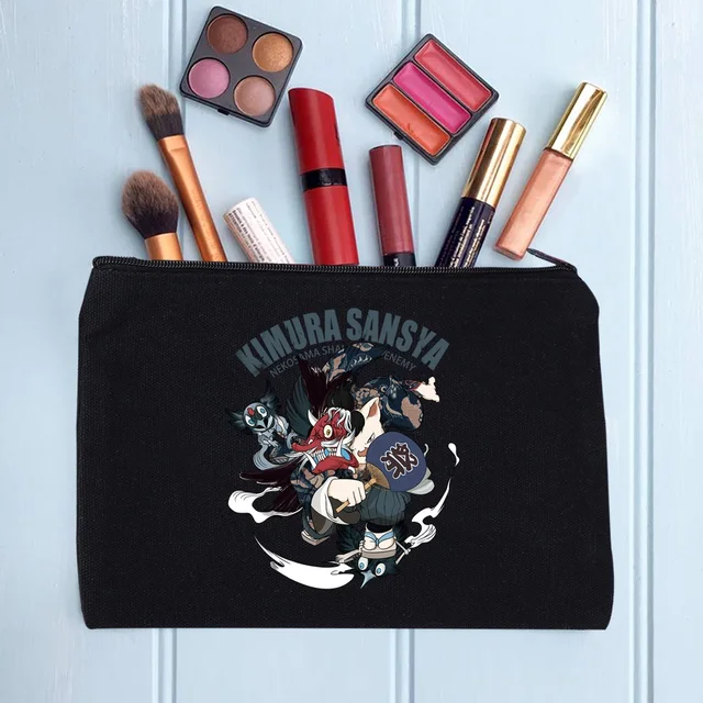 Casual Women's Cosmetic Bag Zipper Makeup Bag Female Handbags Black Pencil Cases Female Cosmetic Cases samurai003