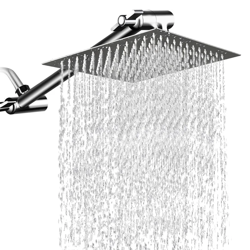 

High Pressure Showerhead with 11 Inch Arm Bracket Arm Adjustable 12 inch Full Plating Top Spray Extension Rod Shower Set