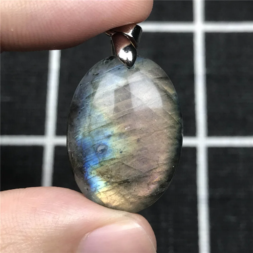 

100% Natural Labradorite Pendant For Women Lady 22x5mm Round Beads Yellow Light Crystal Moonstone Gemstone Fashion Jewelry AAAAA