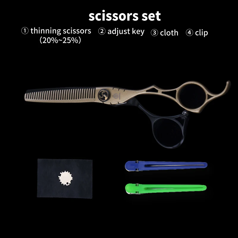 Быстрая Профессиональная Япония 440C 6 дюймов ножницы для волос Парикмахерские лазерные лезвия для резки и филировочные ножницы - Цвет: GOLD THINNING