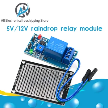 

Rain water sensor module + DC 5V 12V Relay Control Module Rain Sensor Water Raindrops Detection Module for Arduino robot kit