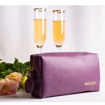 

Personalized Leather makeup bag Bridesmaid gift cosmetic bag Bachelorette party favour toiletry bag Wedding Gift Makeup bag