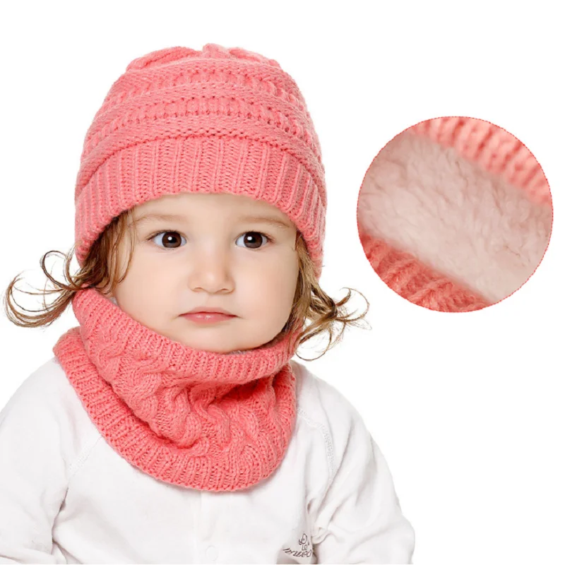 

2 Pcs Baby Hat And Scarf Set Winter Warm Caps For Boys Kids knitted cap Newborn Hat Baby Beanies Cap Set Baby H242S