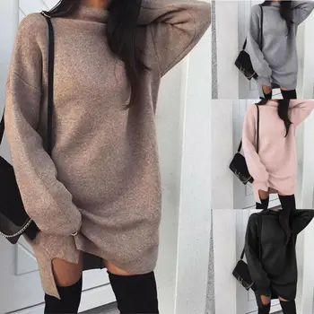 

Women Ladies Casual Sweatshirt Long Sleeve Sweater Hoodie Jumper Mini Dress Plus