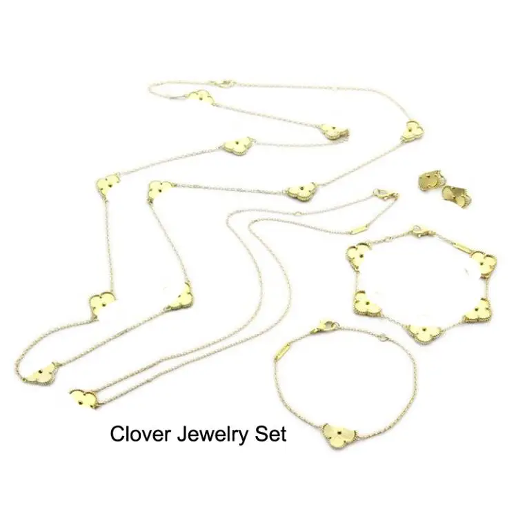 

Titanium Stainless Steel 18k Gold/Silver Platinum Plate Flower Jewelry Set Luxury Clip Stud Earrings Necklace Bracelet Accessory