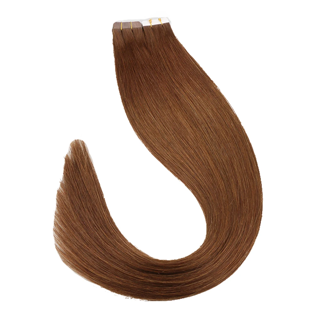 Toysww Tape In Human Hair Extensions Straight 4# Brown Tape In Extensions 40pcs Remy Tape In Hair Extensions Salon Style (8)