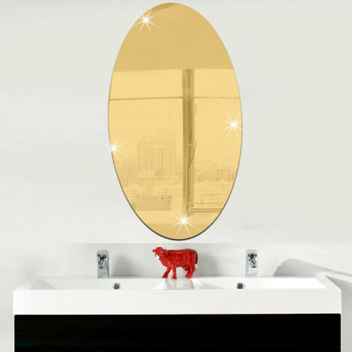 Наклейка на стену 3D зеркальный эффект съемный Прямоугольник Овальный фон украшение для дома SP99