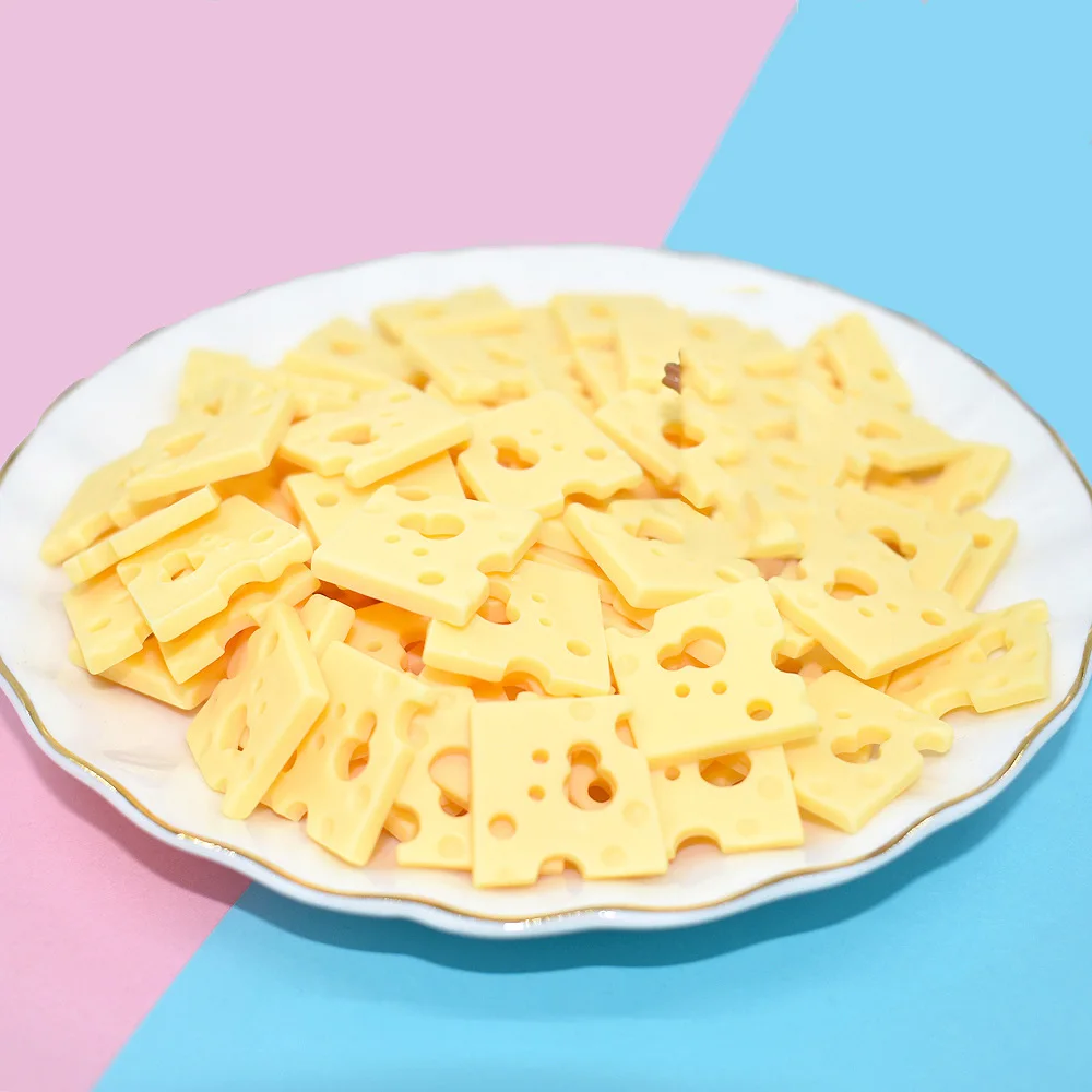 20Pcs Simulation Resin Cheese Cabochon Flatback Mini Fake Food DIY Embellishments Fit Phone Deco Part Jewelry Making Accessories