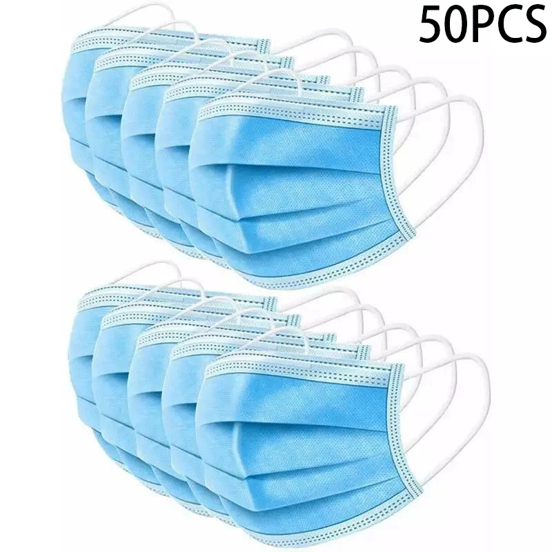 

50pcs/lot Disposable Dustproof Face Mouth Mask Windproof PM2.5 Anti-fog Outdoor Safety Masks Home Bacteria Proof Face Mouth Mask