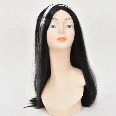 Morticia Witch Wig 2 Morticia Addams, семейный костюм, сексуальное кружевное платье русалки, готический стиль, дьявол, для женщин, террор, макси, наряд, длинные рукава, для Хэллоуина - Цвет: Morticia Witch Wig 2