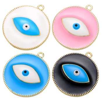 

ZHUKOU 24.5x27.5mm reliable quality brass charming eye necklace pendant for women handmade DIY earrings making model: VD636