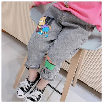 

1 2 3 4 5 6 Years Toddler Girls Jeans Fashion Cartoon Print Denim Pants for Girl Spring Autumn Trousers 2020 Spring Girl Pants