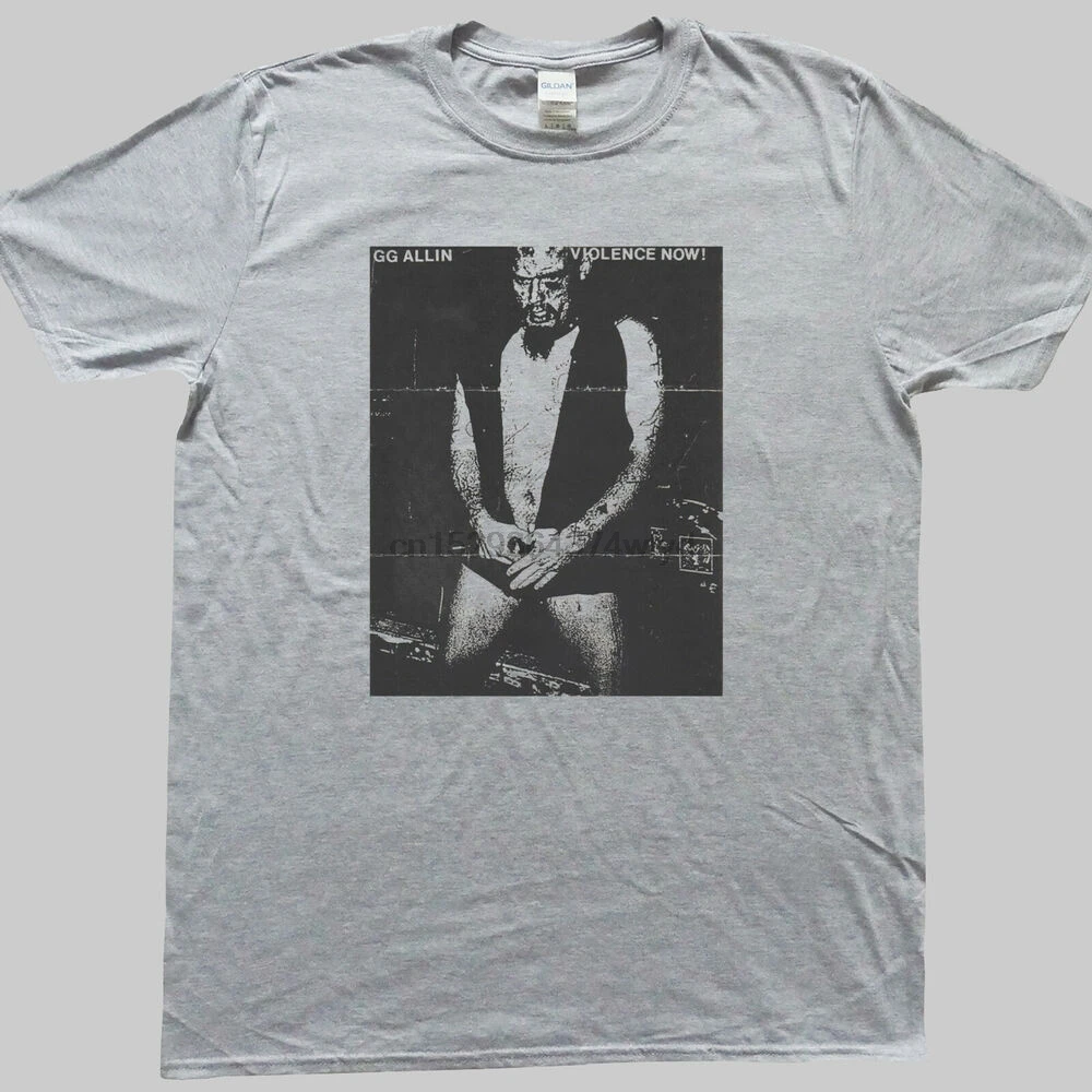 Металлическая футболка GG ALLIN в стиле панк-рок унисекс цвет серый |