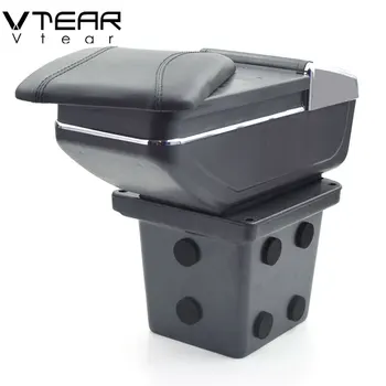 

Vtear For hyundai elantra armrest box leather arm rest car-styling USB interface center console interior rotatable accessories