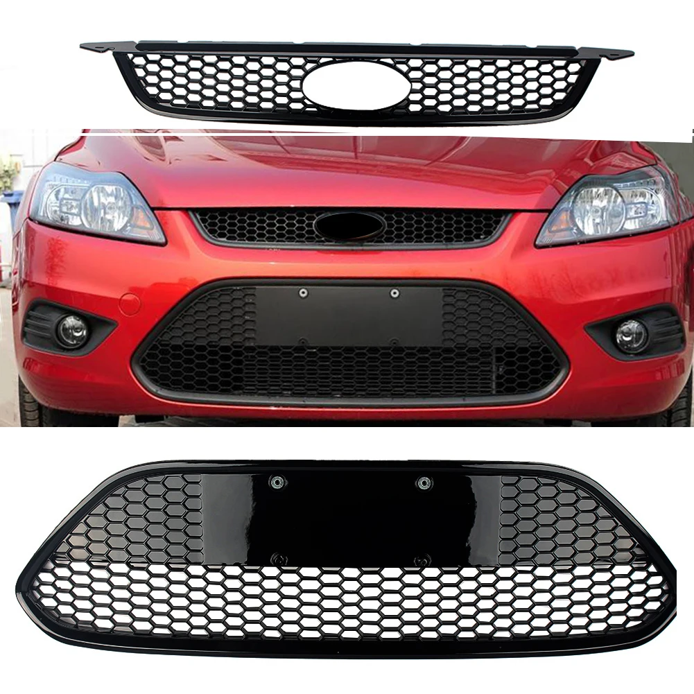 Передняя и нижняя решетка бампера сотовые жаберы для Ford Focus 2009 2010 2011 2012 2013 2014 2015