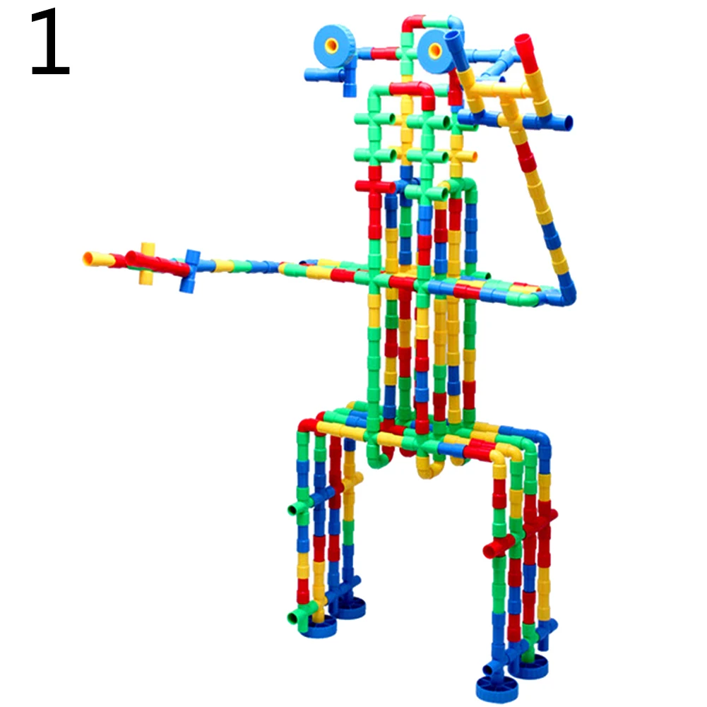 60/70/80pcs Colorful Educational Water Pipe Building Blocks Set DIY Assembly Kids Toy Education Toys For Children Imagination