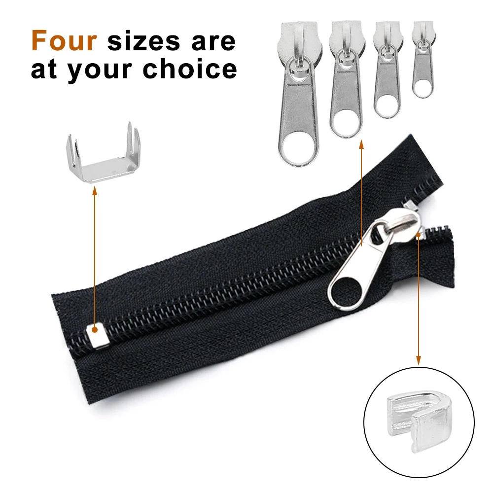 197pcs/set Zipper Replacement Head Zipper Repair Kit Install Plier Metal Lock Zip Slider Tools Pull Garment Accessories