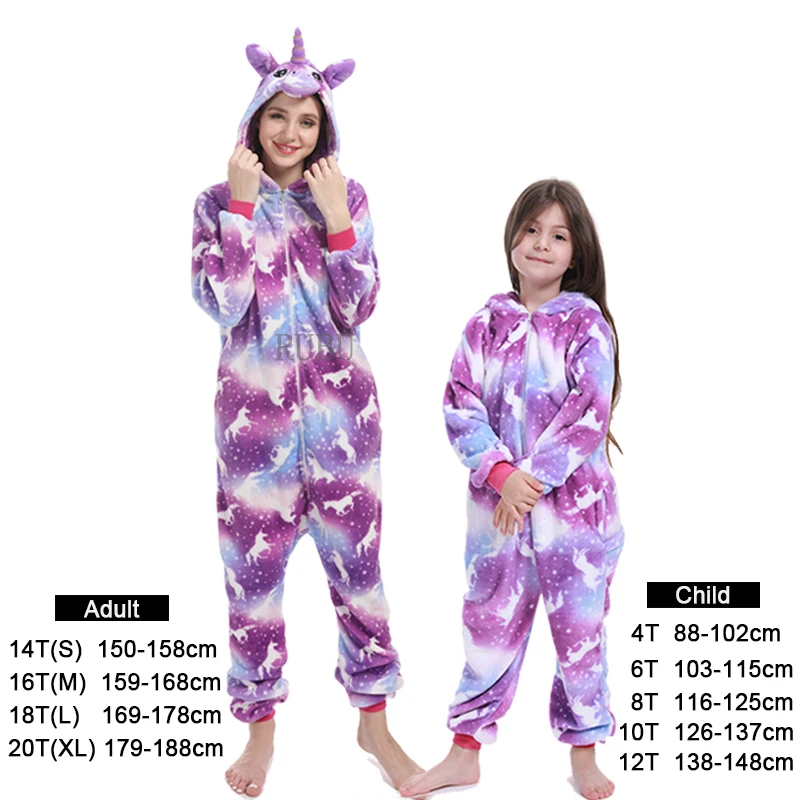 Kigurumi/пижамы с единорогом; детская зимняя одежда для сна для мальчиков и девочек; пижамы с рисунками животных, стежков, панды; женский комбинезон; костюмы в стиле аниме; комбинезон - Цвет: Purple Pegasus