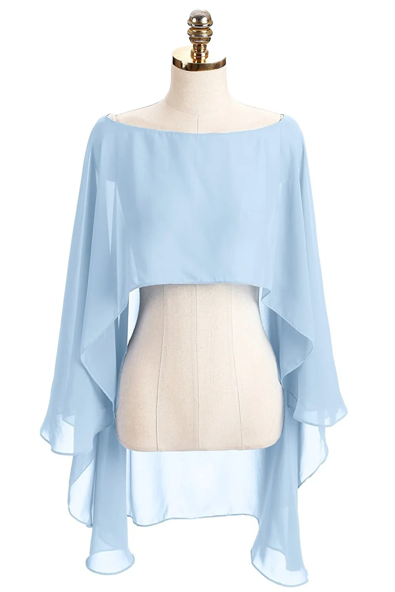 Bolero Da Sposa In Chiffon Con Maniche A Sbuffo &ndash; Giacca Corta Scialle Collo Alto