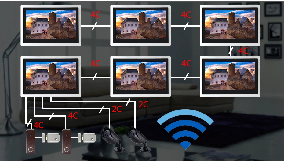 Ysecu 10 дюймов беспроводное видеопереговорное устройство дверной звонок WIFI видео-телефон двери дверной звонок 32 ГБ/64 Гб карты дистанционная