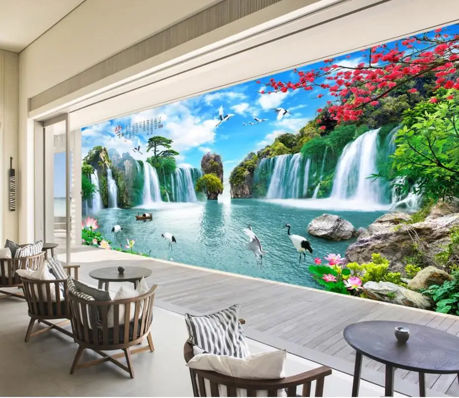 Beibehang пользовательские обои HD пейзаж живопись водопад ТВ диван фон стены украшения дома 3d обои papel де parede