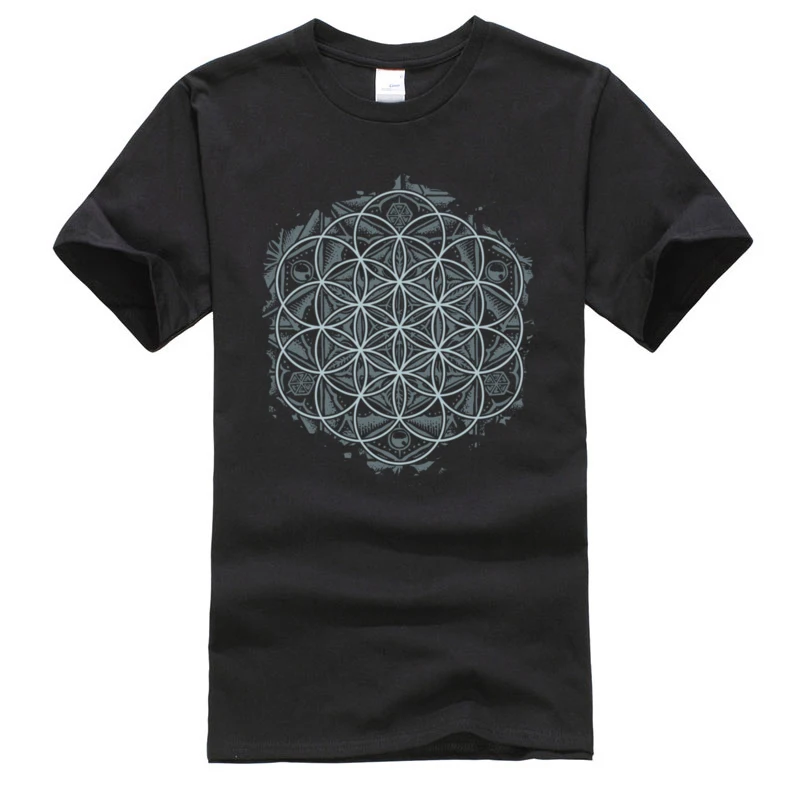 

Sacred Geometry Flower Mandala Monochrome Patterns T Shirt Homme Camiseta Printed Tshirt Father Tees Thanksgiving Day Gift
