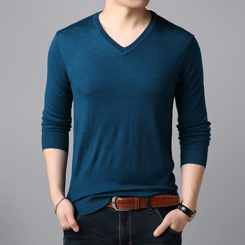 

male V-neck long sleeve knitted sweater men Autumn winter Tide fashion sweaters