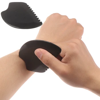 

Black Natural Bian Stone Guasha Board Scraper Tools For Face Neck Back Body Pressure Therapy