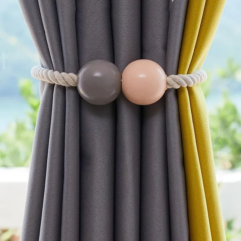 1pc Wooden Hanging Ball Curtain Clip Shower Window Curtain