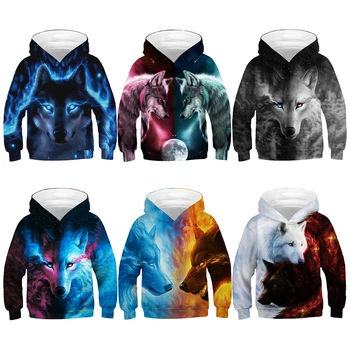 

Multiple Styles Wolf Boys Hoodie Unicorn Jacket Digital Printed Kids Jacket Big Size Loose Boys Coat Thin Polyester Boys Clothes