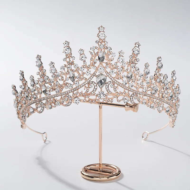 KMVEXO New Rose Gold Bride Crowns Princess Headdress Birthday Headband Vintage Wedding Hair Jewelry Bridal Party Tiaras Gift
