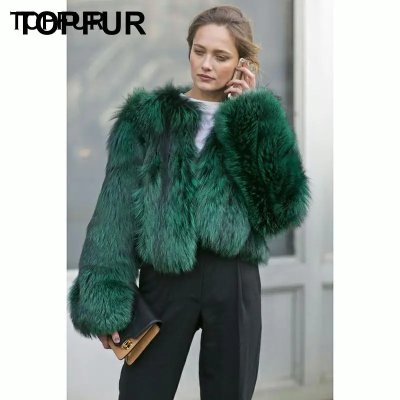 TOPFUR новые модные зимние женские короткие пальто из натурального меха для женщин верхняя одежда из натурального Лисьего меха и пальто базовые короткие куртки