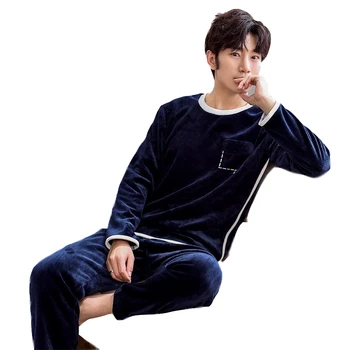 

Autumn And Winter Thick Coral Fleece Couple Pajamas Men And Women Long-Sleeved Korean Version Of The Cute Set Of Flannel Home