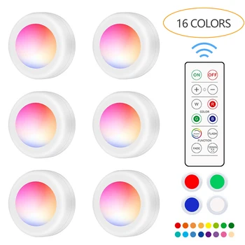 

16 Color Led Under Cabinet Light Rgb Remote Control Battery Operated Cabinet Led Closets Lights For Wardrobe Bathroom Lighting