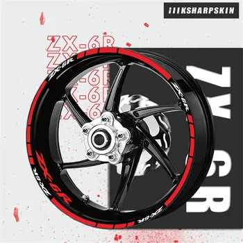 

Wheel Stripe LOGO Sticker Set Set Waterproof Motorcycle Sticker Personality Tire FOR KAWASAKI ZX-6R ZX6R