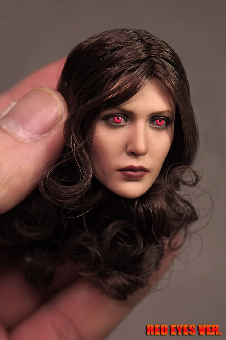 1/6 весы Елизабет Олсен голова Sculpt Scarlet Witch красные глаза Женская резьба по голове