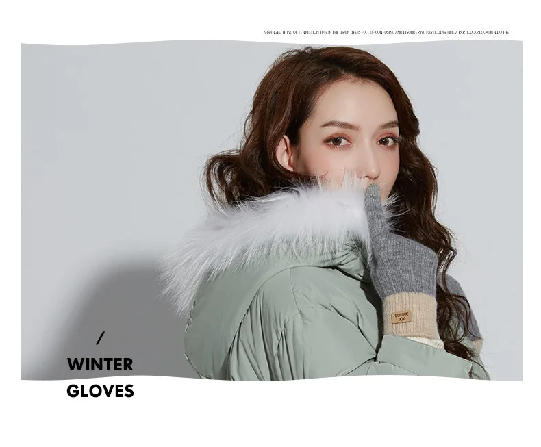 Женские кашемировые трикотажные зимние перчатки кашемировые вязаные женские осенние зимние теплые толстые перчатки Модные перчатки для катания на лыжах с сенсорным экраном