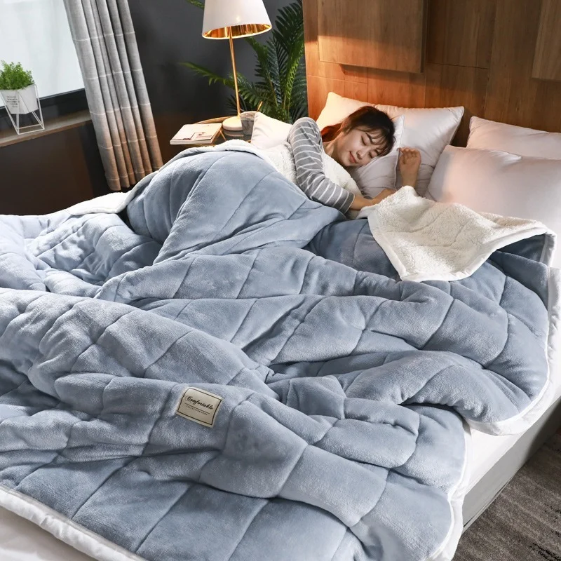 Fleece Blanket and Adult Thick Warm Winter Blanket Household Super Soft  Quilt Luxury Solid Blanket on The Double Bed - AliExpress