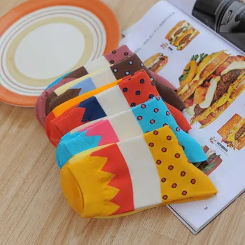 

10 pieces=5 pairs Women Lovely Colorful Patchwork Socks Cute Orange Original Casual Cotton Socks Female College Style Yellow Sox